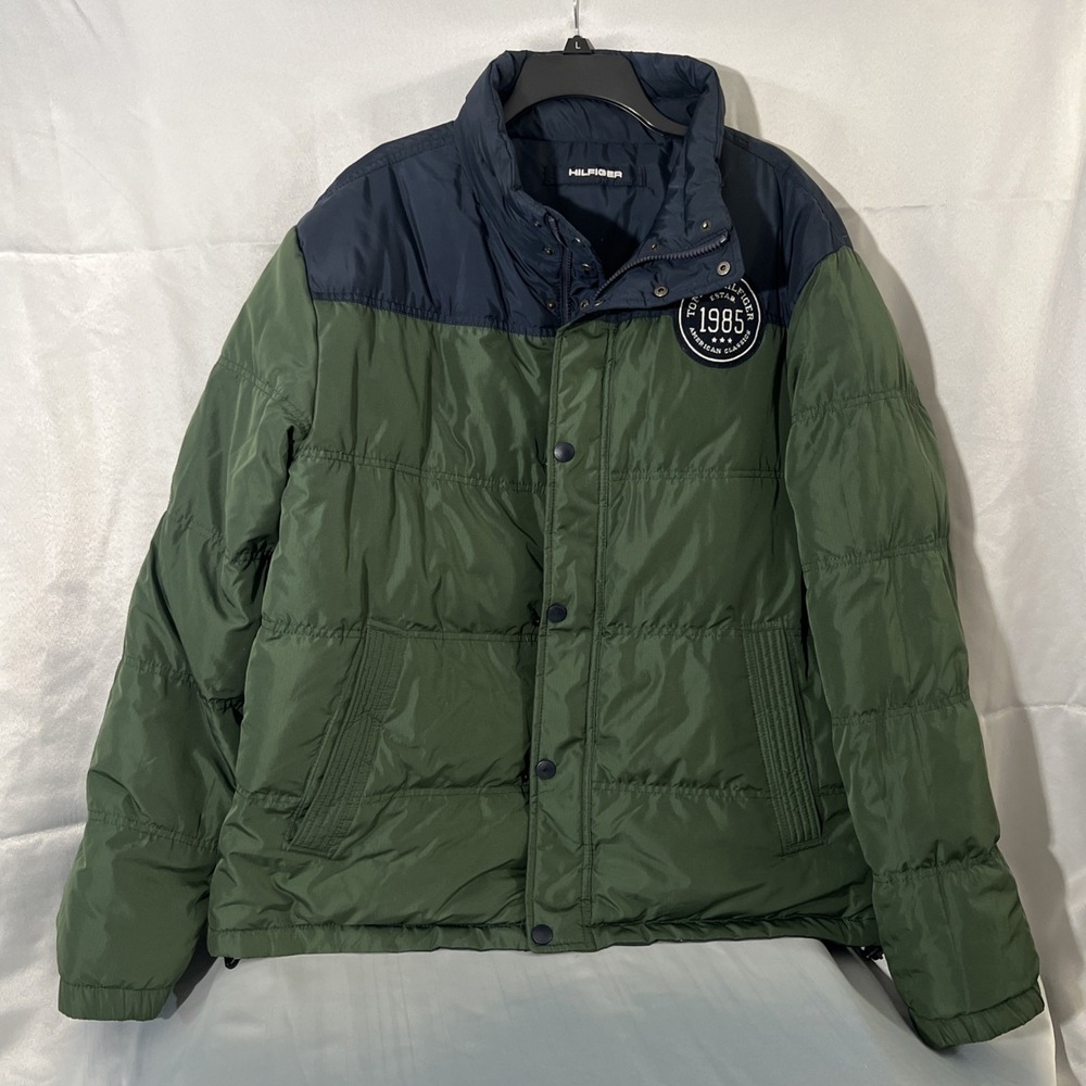 Tommy Hilfiger Blue Green Down jacket Reversible, Mens Puffer Coat Sz 2XL‎
